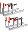 12 Inch Heavy Duty Bar Clamp Set Four Pack Built Tough Drop Forged Steel F Clamps With 1200 Lb Load Capacity And 4 3 Quarter Inch Throat Depth For Welding Woodworking And Metalworking Projects, 4-pack clamps