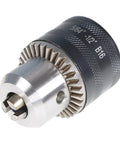Close-up of Premium B16 Drill Chuck Featuring Badass Tight Hold And Hella Tough Build For Mini Metal Lathes Tailstocks With MT2 Arbor Quenched Steel.