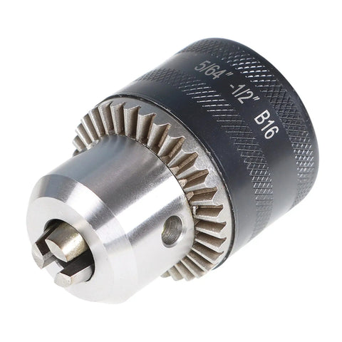 Close-up of Premium B16 Drill Chuck Featuring Badass Tight Hold And Hella Tough Build For Mini Metal Lathes Tailstocks With MT2 Arbor Quenched Steel.