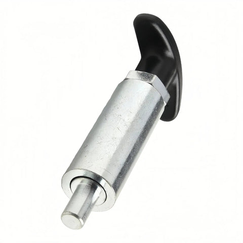 Badass Heavy Duty Steel Spring Loaded Pull Pin With Round Nut Handle Industrial Pop Pin Shank For Tire Carriers, silver finish.