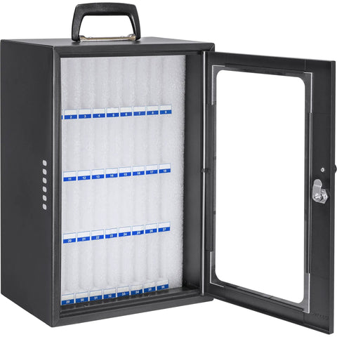 Built Tough Thirty Six Slot Cell Phone Locker Wall Mount With Matched Key Lock And Soft Inner Padding Black Steel Alloy with compartments.
