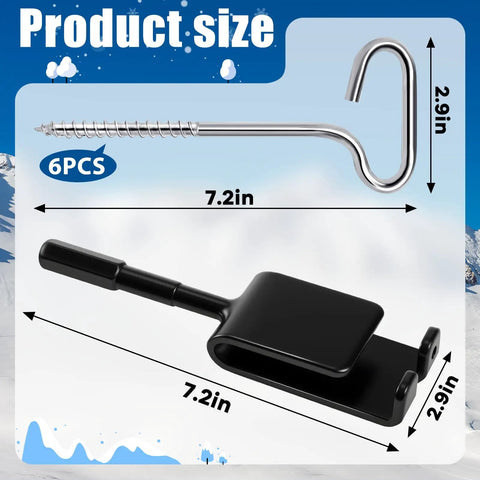 Ice Fishing Anchor Tool Kit Pro Grade Beefy Workhorse Drill Adapter measurements with 6 tent stakes, 7.2in anchor size