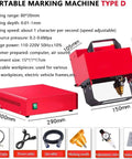 Portable Pneumatic Dot Peen Marking Machine for Large Metal Parts 0.01 to 1mm Depth Rotary Chassis with detailed specs.