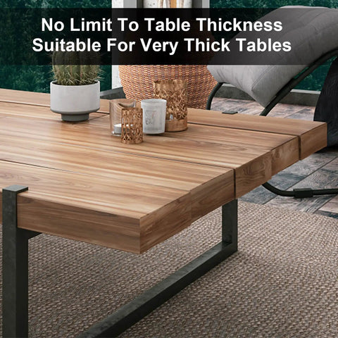Hidden Strap Tablecloth Clips For Windy Picnics And Thick Indoor Outdoor Tables Invisible Design Keeps Your Tablecloth Secure Without Visible Clips On Any Surface on thick wooden table.