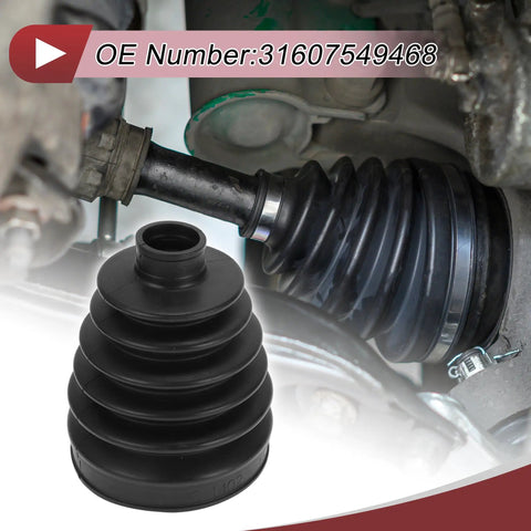 BMW CV Joint Boot Kit Outer With Clamps 1 Set Black Rubber Replacement Fits 328i 2007 To 2016 320i 2013 To 2018 328i XDrive 2009 To 2016 328xi 2007 To 2008 330i 2006 To 2018, black rubber boot installed