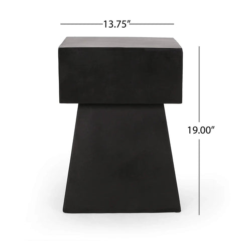 Jack Outdoor Modern Side Table In Matte Black With Lightweight Concrete Build Clean Geometric Design Patio Ready Garden