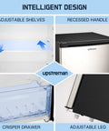 Massive Seven Point Zero Cubic Foot Upright Deep Freezer Heavy Duty Stand Up Cold Storage Workhorse adjustable shelves, crisper drawer, and recessed handle.