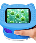 Kids Microscope Handheld Digital Microscope 200X to 1000X Zoom for Exploring Insects, Leaves, Rocks, Fabrics and More, Blue Color, Awesome Hands On STEM Learning Toy Gift for Curious Kid Scientists handheld blue cat-ear design with 2.4-inch screen
