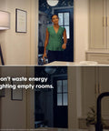 Woman walking through hallway with Smart Toggle In-Wall Light Switch, no neutral wire needed, Bluetooth and 2.4GHz WiFi.