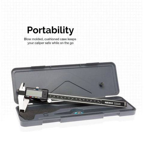 8-Inch Digital Caliper With Extra Large Display, Stainless Steel Measuring Tool in protective case