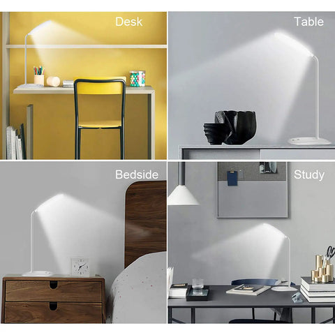 Go To Desk Lamp With Flexible Gooseneck And Three Level Brightness Battery Operated Table Lamp 5W in various room settings