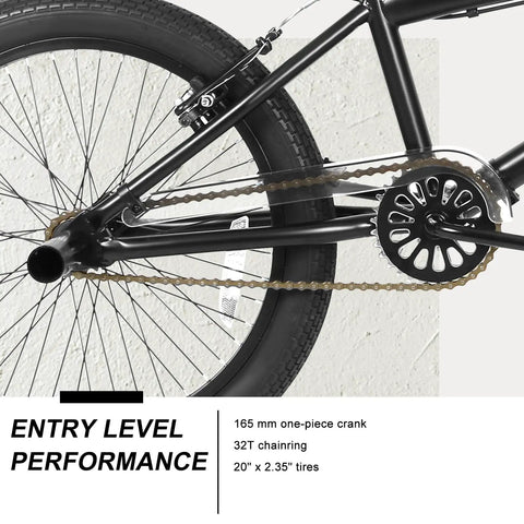 Freestyle BMX Bike 20 Inch Trick Bicycle For Park And Street Rides With A Rugged Hi-Ten Steel Frame 360 Degree Rotor Four Pegs