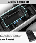 Center Console Organizer for 2021-2026 Nissan Rogue S SV Rock Creek Dash Tray Armrest Storage Box installed with dual storage compartments