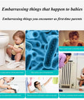 Image collage depicting embarrassing bathroom moments for babies, including curious toddlers and hygiene concerns.