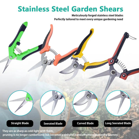 4 Pack Garden Pruning Shears Set With Stainless Steel Sharp Blades And Non Slip Grip, Pro Grade Florist Shears