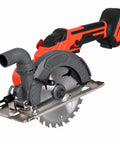 Compact Brushless Circular Saw Kit With Dual Six Inch Blades And Rip Guide Made For Heavy Duty Cordless Cuts, showing blades and body.