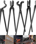 Forging Tongs Set For Knife Making And Blacksmithing, 5 Piece Kit Includes Flat Jaw Tongs, Square Jaw Tongs, Bolt, Blade, Wolf Jaw Tongs