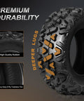 Set Of 4 All Terrain ATV UTV Tires 25x8-12 Front And 25x10-12 Rear Tubeless 6 Ply Heavy Duty Puncture Resistant with deep lugs