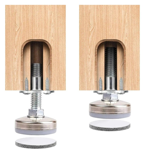 Heavy Duty Adjustable Furniture Leveling Feet 4 Pack For Tables Chairs Cabinets And Sofas Up To 1320 Lbs Load Capacity Easy Leveling Floor Safe And Quiet One Color mounted under wood cabinet