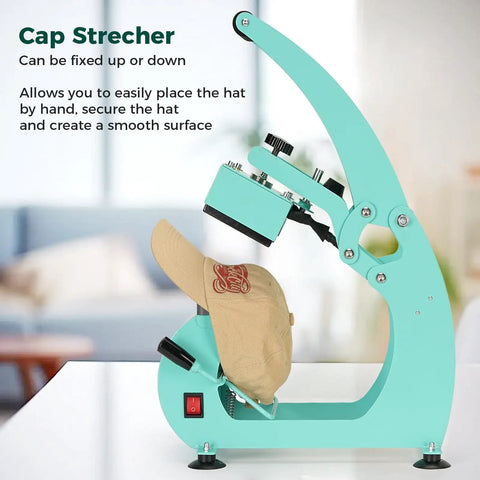 Hat Heat Press Machine For Caps With Two Interchangeable Platens 6.7x3.8 Inches And 6.7x2.5 Inches, Rigid Steel Frame No Stick Teflon Coated, Digital LCD Timer Temperature Control, Portable Desktop Design For Home And Small Business, cap stretcher