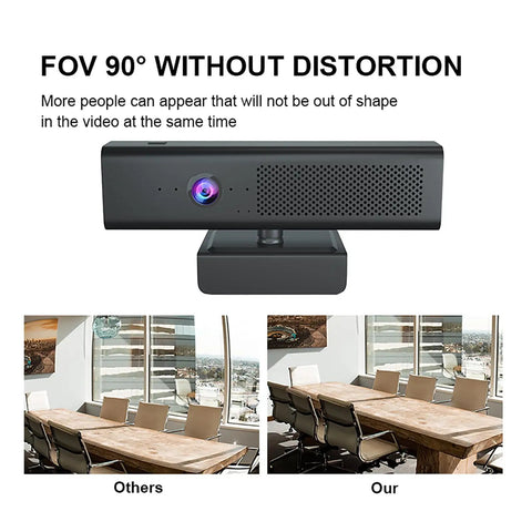 Hella Sharp 1080P Hd Webcam With Zero Fuss Setup And Pro Level Quad Mic Array Built In Stereo Speaker displaying 90 degree FOV.