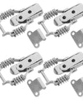Heavy Duty 4-Piece Rock Iron Spring Draw Toggle Latch Clamps For Toolbox Bags And Cabinets To Secure Gear Tight With A Super Durable Build, silver finish clamps.