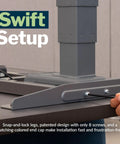 L Shape Electric Standing Desk With Height Adjustable Sit Stand Design For Corner Office Reversible Left Right Layout No Sweat Setup leg assembly with snap-and-lock design.