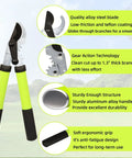 Heavy Duty Loppers For Tree Trimming With Gear Technology And Labor Saving Pruning Shears Alloy Steel Blade Teflon Coating Description