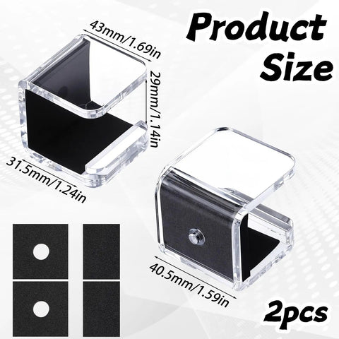 2 Pack Hockey Stick Wall Mount Rack Duo, Horizontal Display Holder And Storage Organizer, clear acrylic with dimensions shown