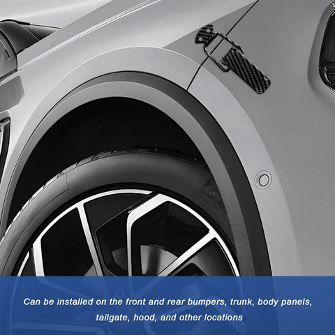 Bombproof Carbon Fiber Bumper Clip Hasp Quick Release Auto Fastener on a vehicle fender for easy installation and secure fit.