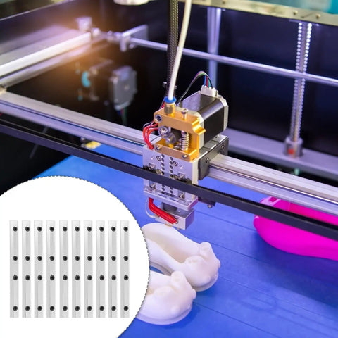 Rock Solid Aluminum Profile Connector Bracket Set For 3D Printers And Cnc Routers showing 3D printer parts with M5 joints and connectors.