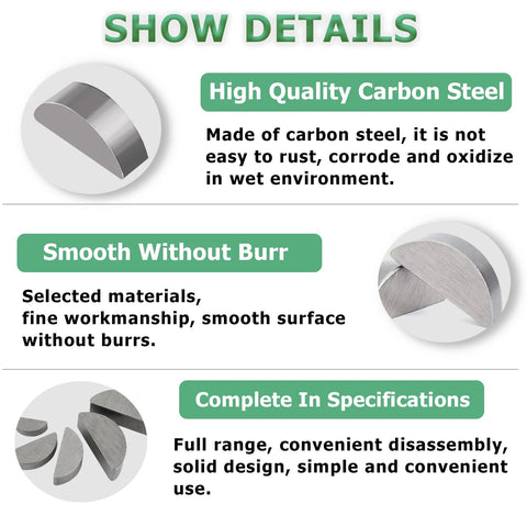 Ruibapa 110PCS Metric Woodruff Key Kit, carbon steel, 15 sizes for crankshaft keyways and shafts