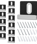12 Pack Metal Mirror Clips For Wall Mounting Easy No Fuss Install Mirror Hanging Kit For One Quarter Inch Mirrors Frameless Minimal Gap Design Ideal For Home Gym Salon Vanity Studio And Commercial Spaces. 12 black metal mirror clips with screws and anchors