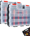 Double Sided Tool Box Organizer With 34 Compartments And 24 Removable Dividers Red Tackle Box for small parts storage
