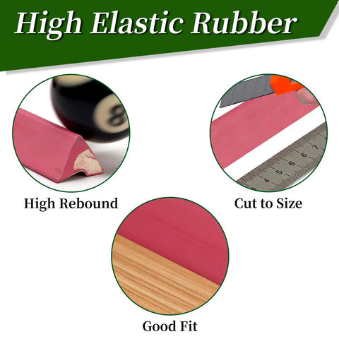 8 Foot Pool Table Bumper Replacement Kit Set Of 6 With Pro Grade Premium Rubber Rail Cushions demonstrating high elasticity, cut to size.
