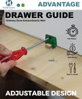 Adjustable White L Angle Drawer Guides Quick Fix Furniture Replacement Kit With Screws Smooth Glide Tracks For Dressers Cabinets And Wood Drawers Serious Quality, showing installation with screwdriver.