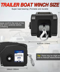 Beefy 3500 Lb Electric Boat Winch 12V DC With Remote Control And Hand Crank Portable Waterproof Reversible Trailer Winch For Boats with 210mm x 200mm size