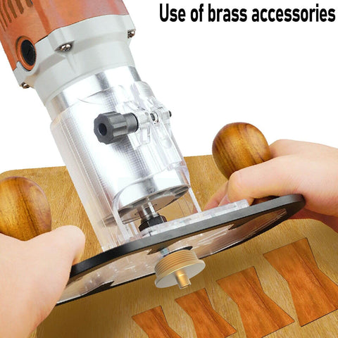 Hands using 10 In 1 Butterfly Bowtie Inlay Router Template Kit With Brass Cutting Accessories Includes One Quarter Inch Bushing Guide Liner