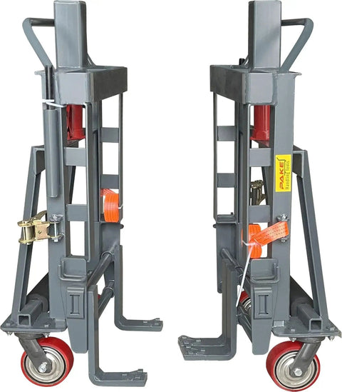 Beefed Up Heavy Duty 4,000 Lb Hydraulic Machinery Mover With Adjustable Forks From 4.5 To 19 Inches, Dual PU On Steel Swivel Wheels