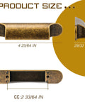 Dimensions of the 4 pack antique zinc alloy cabinet pulls with 3 inch hole centers brass finish, shown in multiple angles.