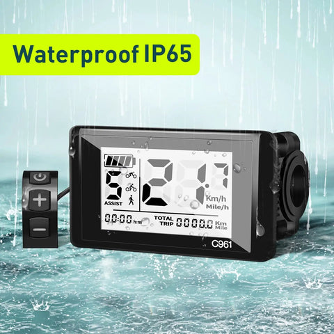 C961 5 Pin Female Ebike LCD Display For Bafang BBS01B BBS02B BBSHD Mid Drive Motors With UART Protocol Plug And Play Supports 0 To 9 Pedal Assist Levels Bike Computer Screen 22mm Handlebar Mount