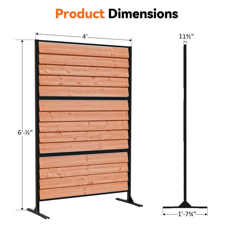 Dimensions of 6 By 4 Ft Louvered Wood Privacy Fence Panel With Adjustable Slats For Flexible Privacy And Airflow, FSC Certified Natural Cedar.