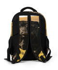 Back of Black Longhorn Bull Printed Unisex Backpack with large capacity, showing shoulder straps and smooth zipper detail.