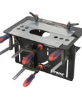 Dead On Mortise And Tenon Jig For Plunge Routers with adjustable clamps for precise woodworking and joint cuts.