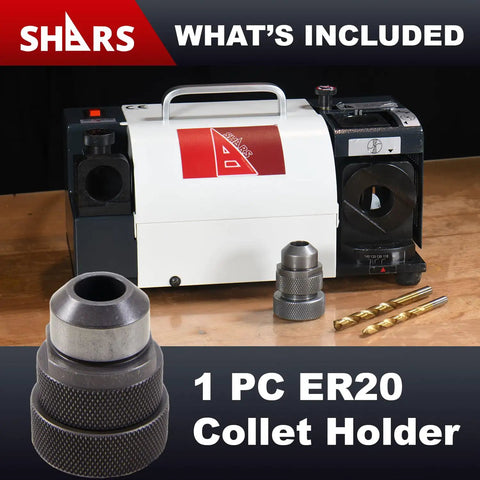 Top Shelf Drill Bit Sharpener That Revives Muted Edges Quick With Locked Angle Jigs And Pro Spec ER Collet Holds with ER20 collet.