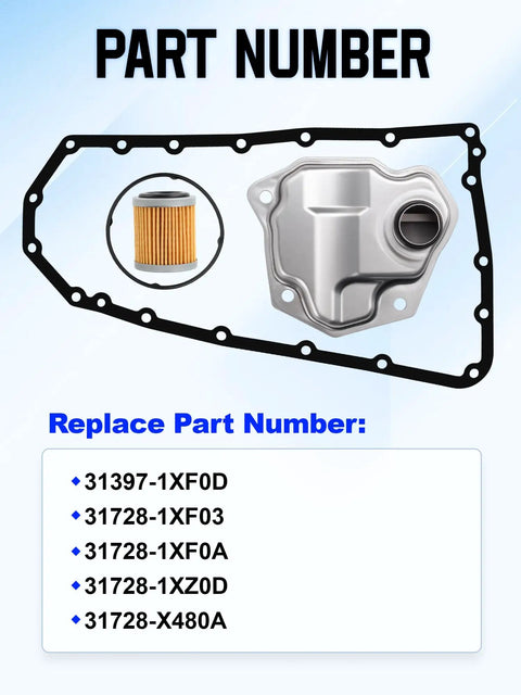 Heavy Duty Transmission Filter Kit With Gasket Set And Oil Cooler Filter For 20 Hole Transmissions Replaces OE 31728-1XF02