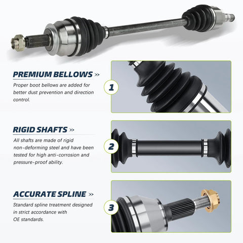 Front Driver And Passenger CV Axle And Wheel Bearing Hub Assembly For Subaru Legacy Outback 2005 2006 2007 2008 2009 Built To Last Ready To Roll Replacement That Fits Like A Dream showing premium bellows, rigid shafts, and accurate spline.