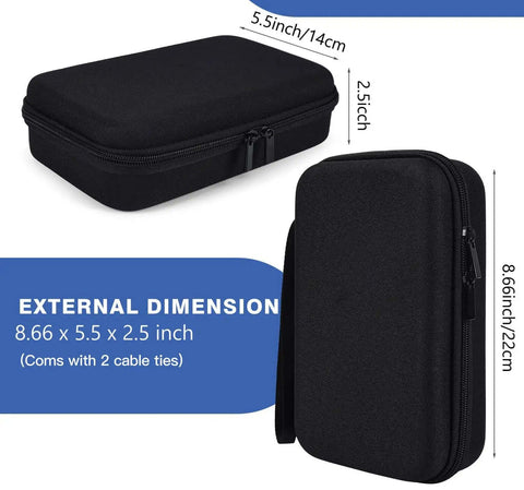 Road Ready Travel Electronic Organizer Case For Laptop Chargers Power Banks And Cables with external dimensions 8.66 x 5.5 x 2.5 inch.