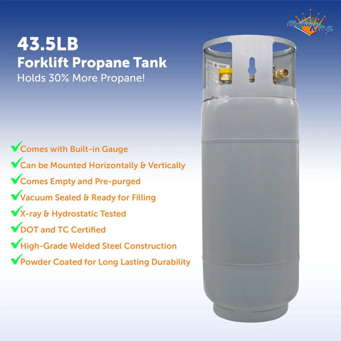 Steel Forklift Propane Tank 43.5Lb With Gauge DOT And TC Compliant Heavy Duty Build Larger Capacity Than Standard Tanks
