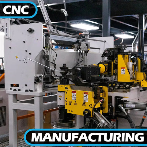 CNC manufacturing equipment in an industrial setting.